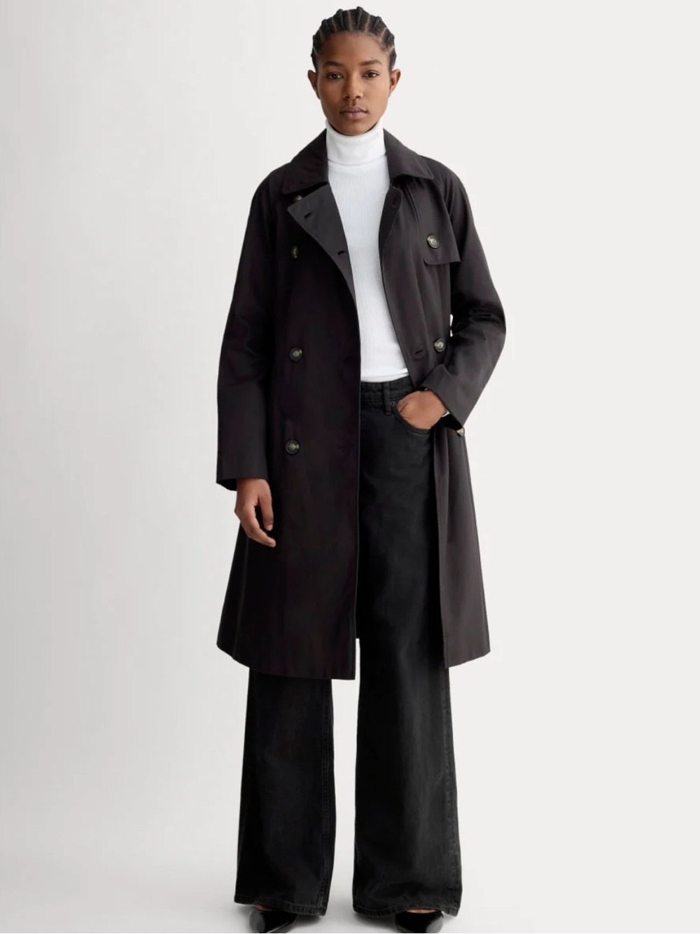 Everlane black the modern trench coat size XXS new